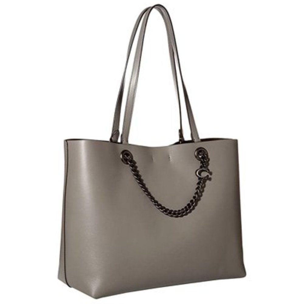 Coach Signature Chain Central Bucket Leather Tote